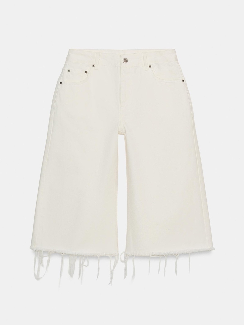 Zara Cream Wide-Leg Frayed 27 Denim - Picture 2 of 2